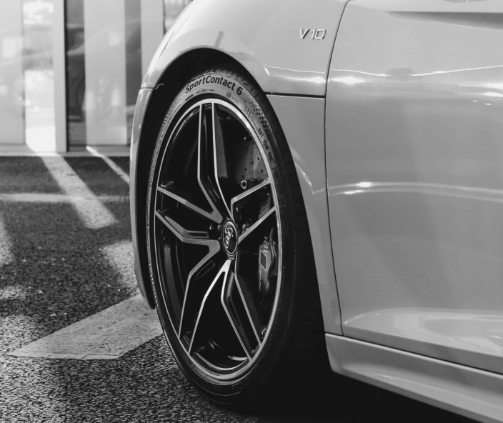 The wheel of a car